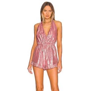 Crew Romper in Iridescent Pink revolve